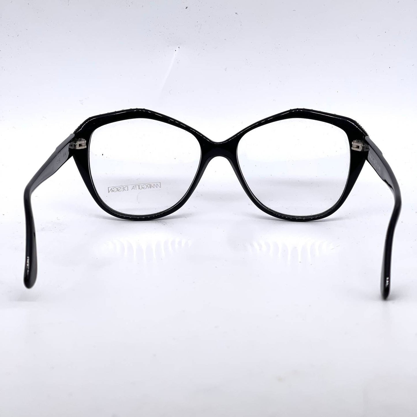 Margutta 1970s luxurious black oversized Sunglasses adorned with rhinestones, New Old Stock