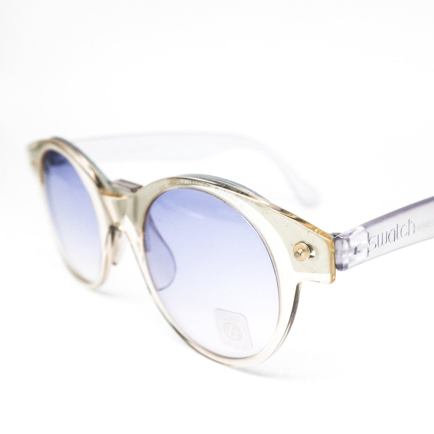 Swatch eyewear round style clear cellulose acetate Sunglasses from the 80s NOS Swiss made