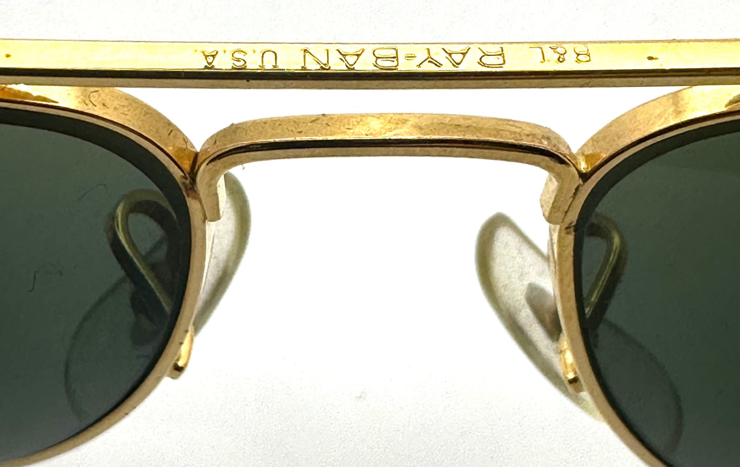 Rayban b&l W1082 59-16 gold plated metal aviator sunglasses made in USA in the 80s, brand new