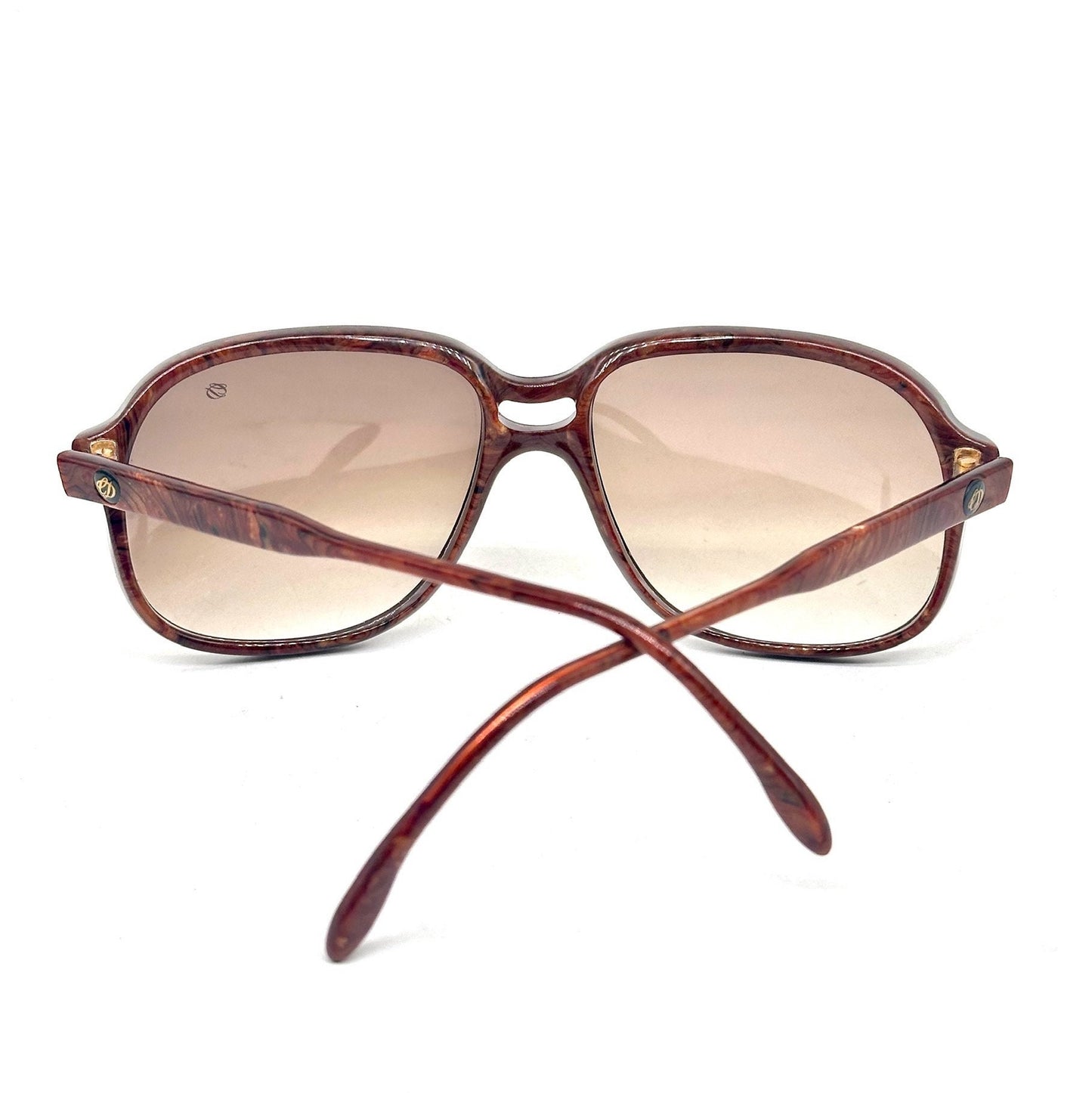 Christopher Dunhill London brown marble square oversize sunglasses hand made in Italy, 90s NOS