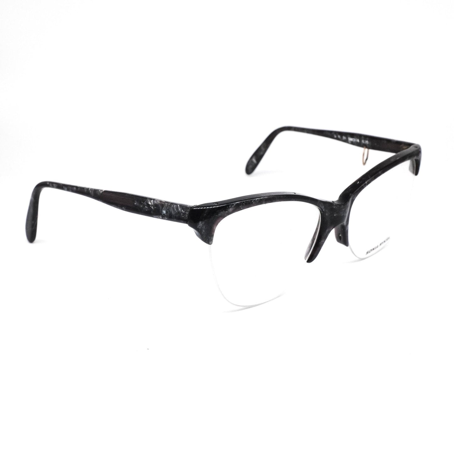 Sonia Rykiel SR18 black marbled cateye eyeglasses w cool pierced temple detail, NoS 80s France
