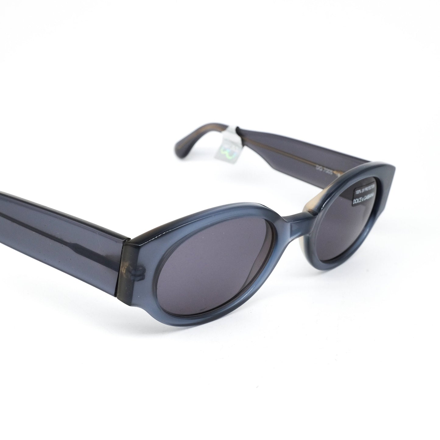 Dolce & Gabbana 700s oval translucent black acetate sunglasses made in Italy, 90s NOS