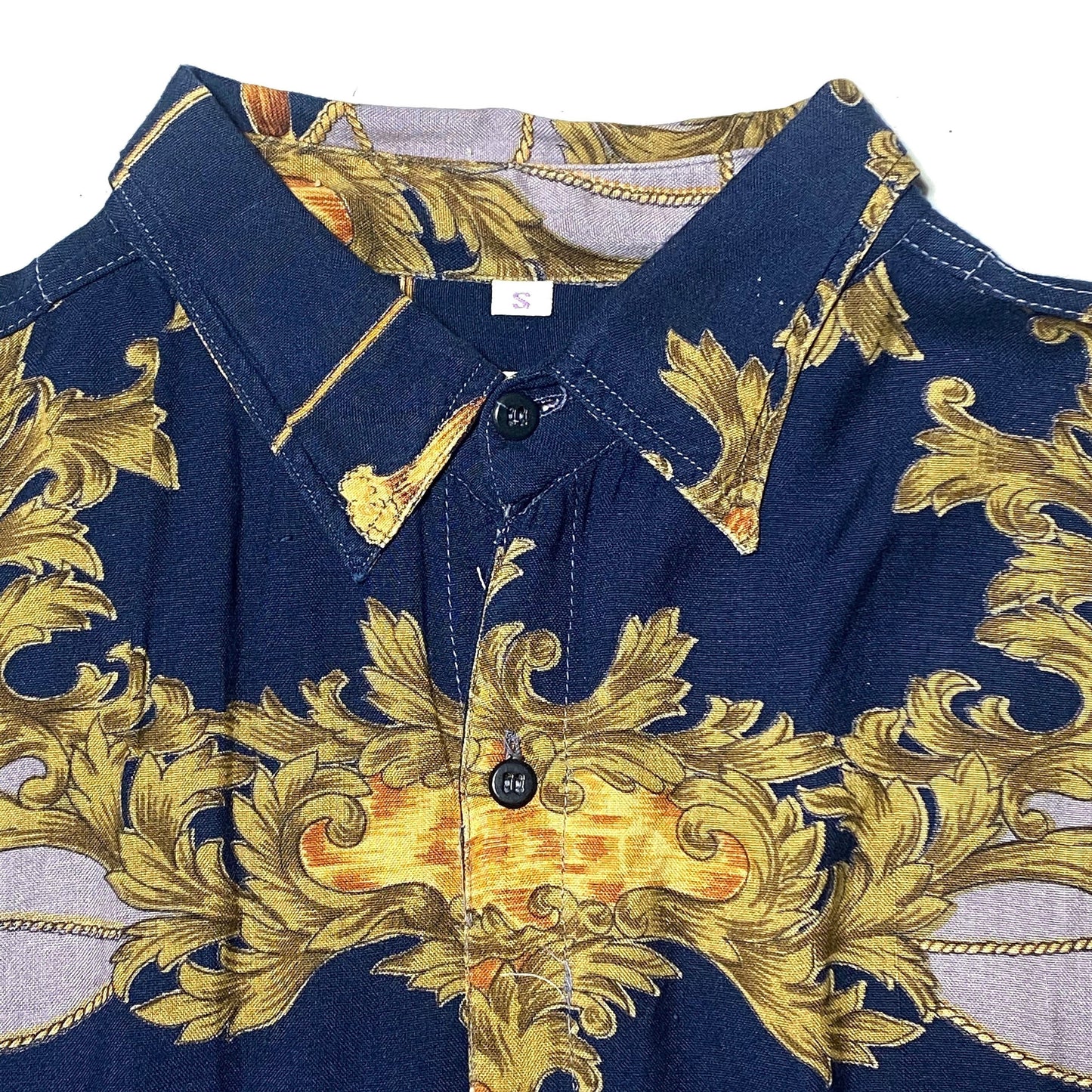 NewFast baroque Versace style short sleeved shirt in a fresh 100% viscose, M 80s mint condition