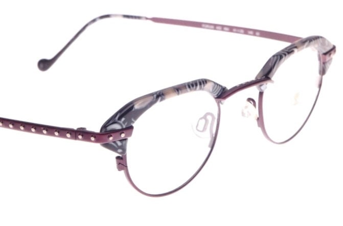 Neostyle Forum p3 modernist glasses w purple titan & Black pearl white brows, NOS 90s Germany