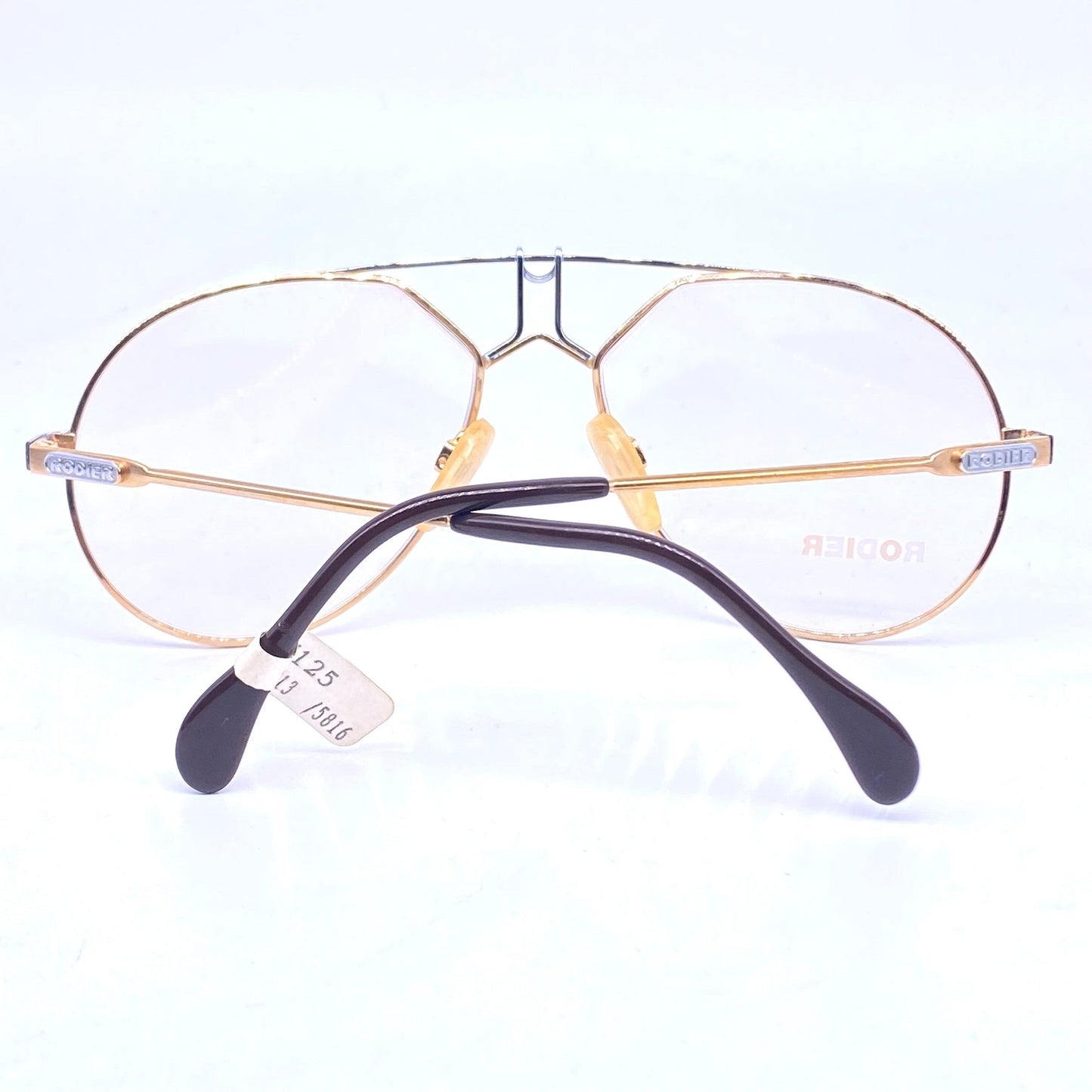 Rodier 125 golden aviator eyeglasses with silver details, NOS 80s, W-Germany