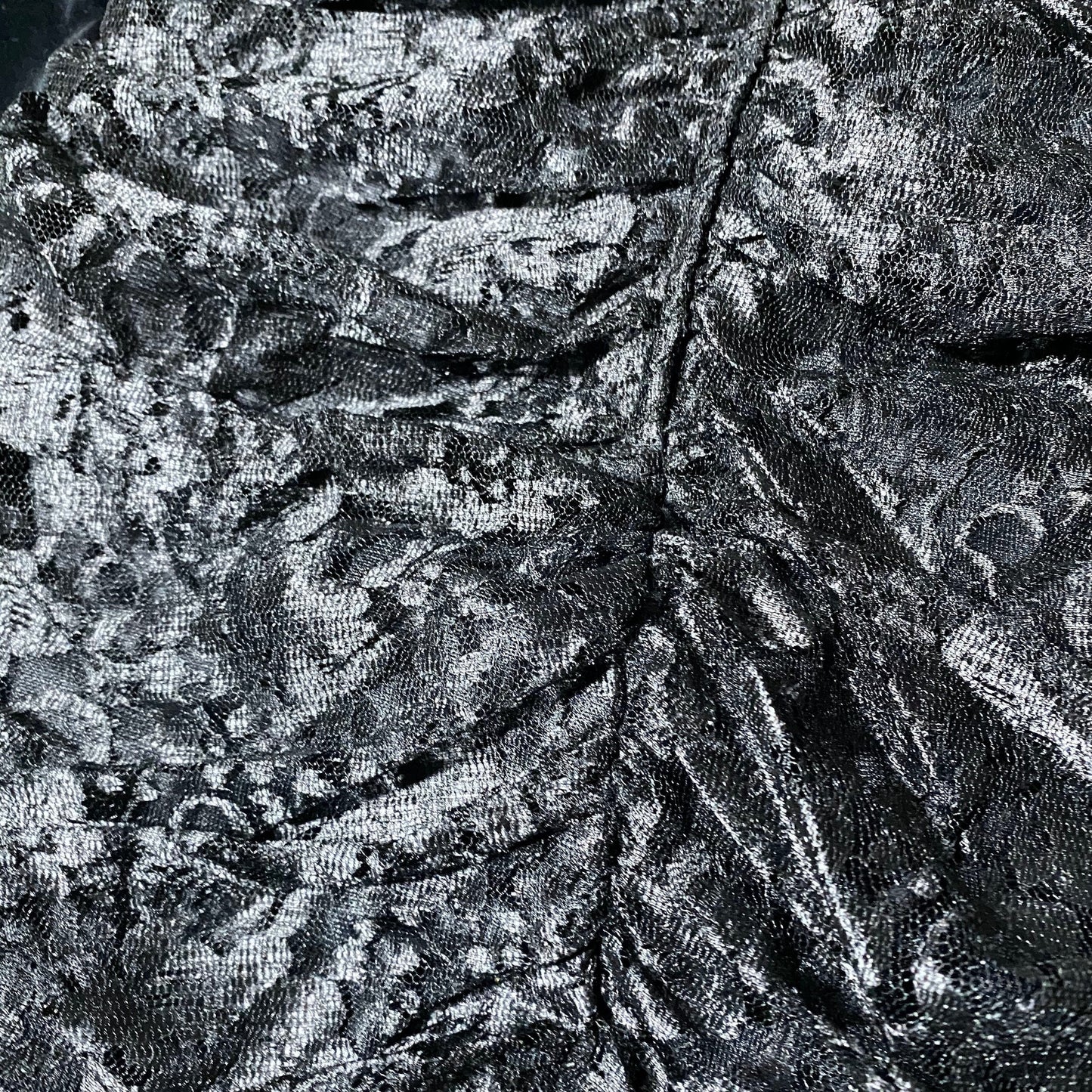 Max Dinè sexy dark / goth lady velvet top elasthane lace skirt dress sz 42, 1980s Italy mint condition