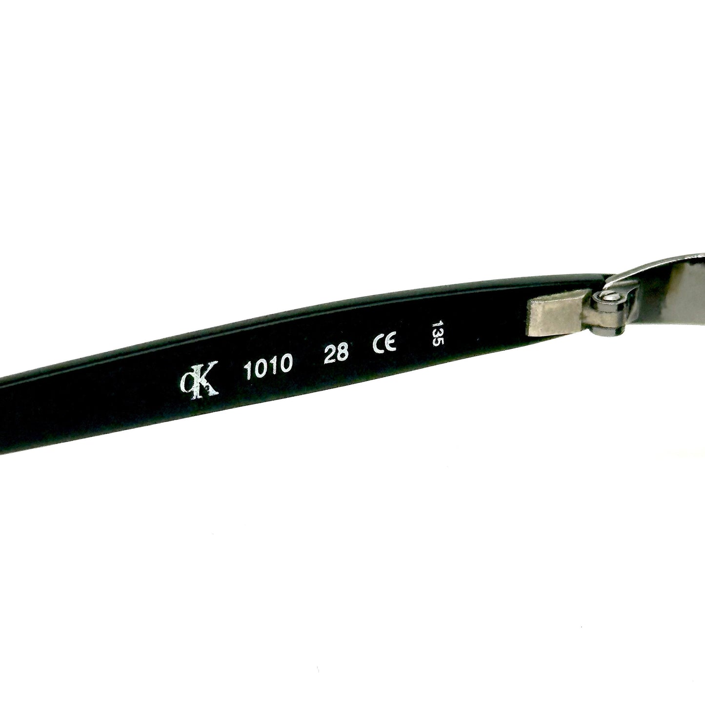 Calvin Klein 1010 oval silver metal sunglasses w black cello temples, NoS 90s Italy
