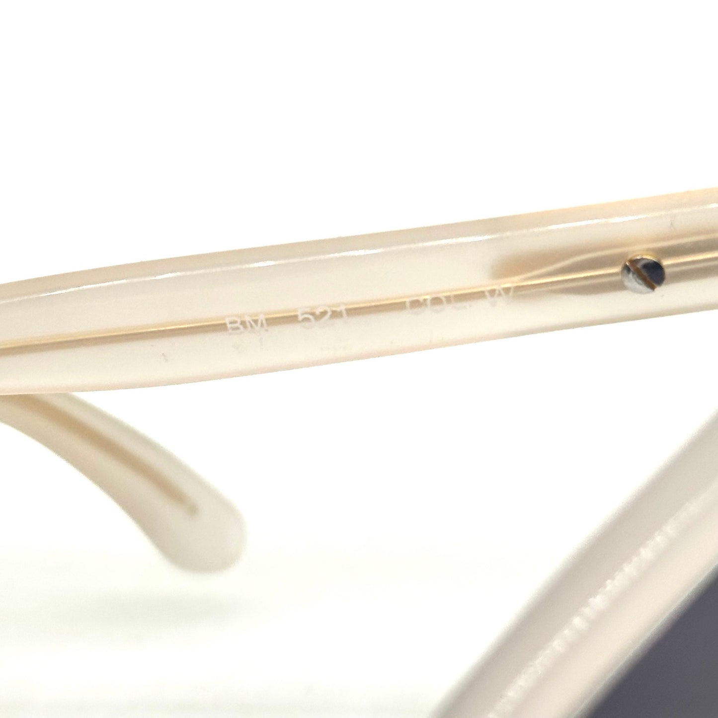 Bluemarine BM521 frosted clear cello cateye sunglasses with golden logo on the sides, NOS 90s Italy