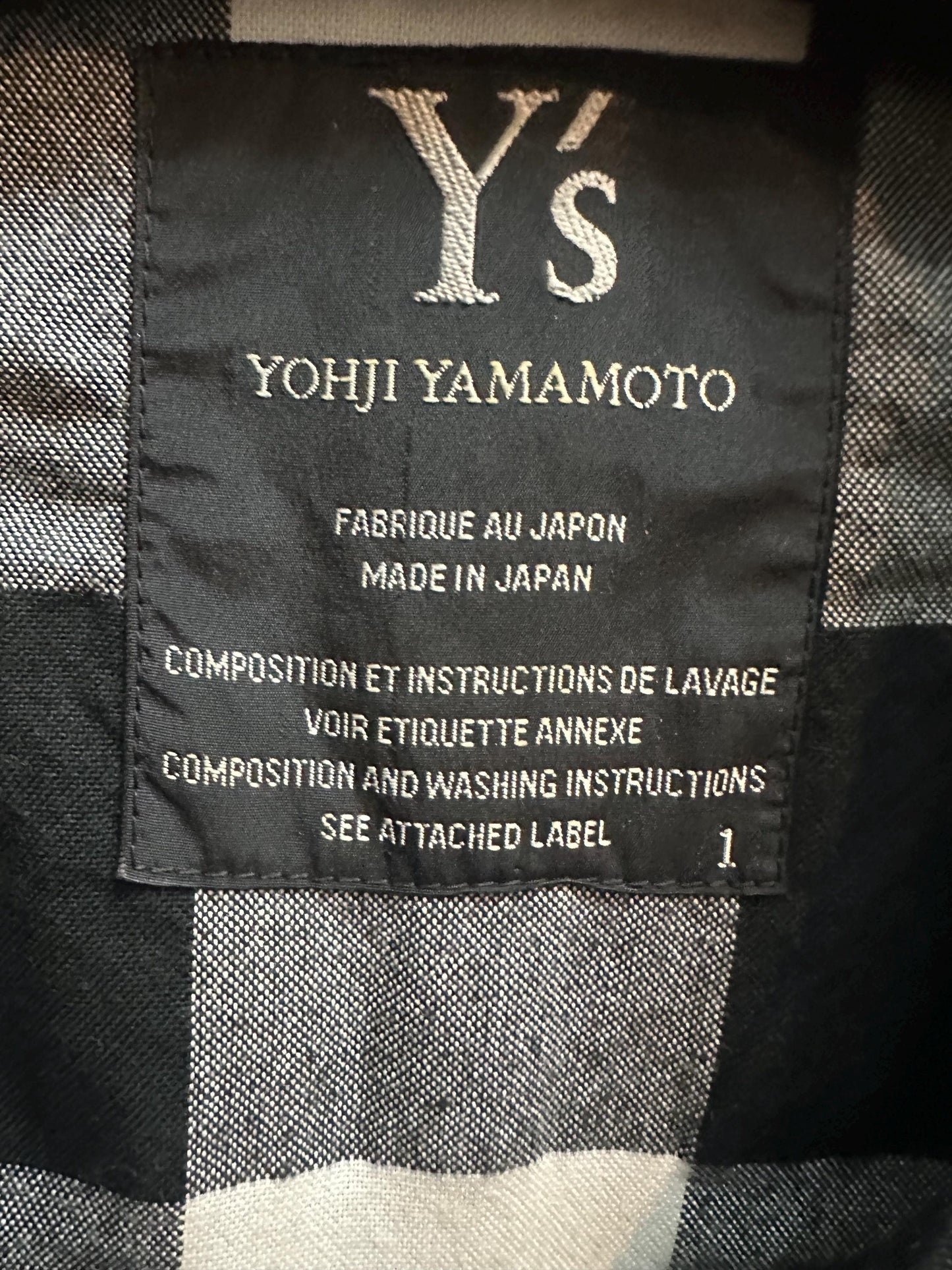 Y’s Yohji Yamamoyo 90s checkered b/w cotton waistcoat, ladies size M/L mint