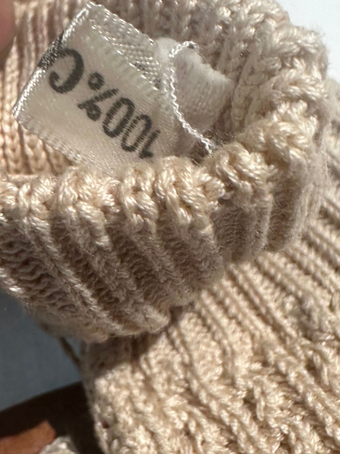 Artisanal Cotton knit driving style gloves w/ tan leather reinforcements, NOS 80s mint