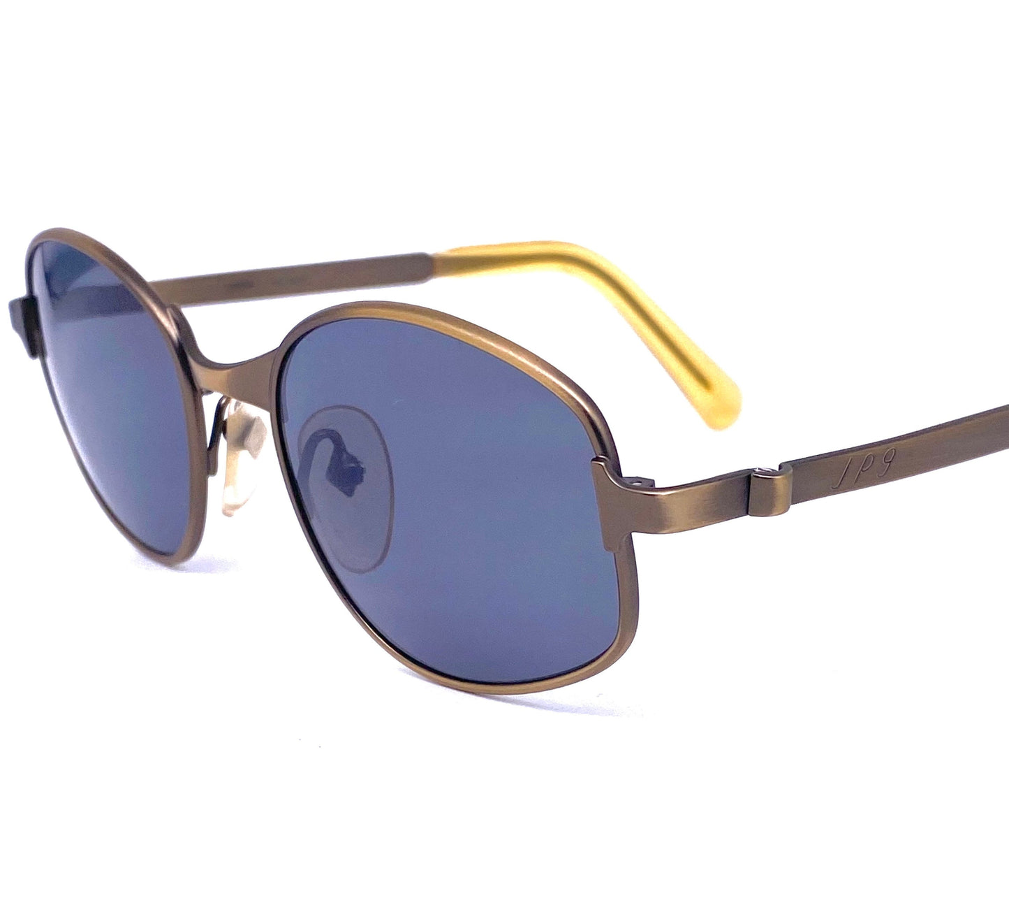 Jean Paul Gaultier 56-1179 steampunk sunglasses, oval wrap shape in 2 brushed metal colors, NOS 90s Japan