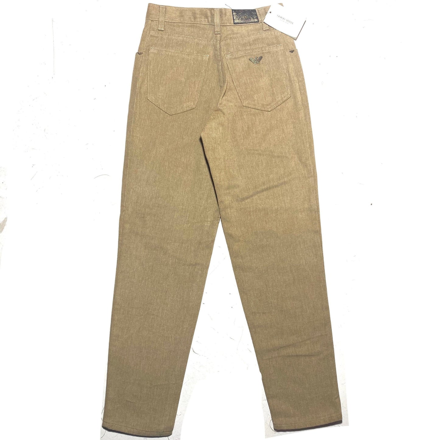 Armani Junior vintage beige / brown velvet pants made in Italy, NWT 80s mint sz 36/38, ladies XS