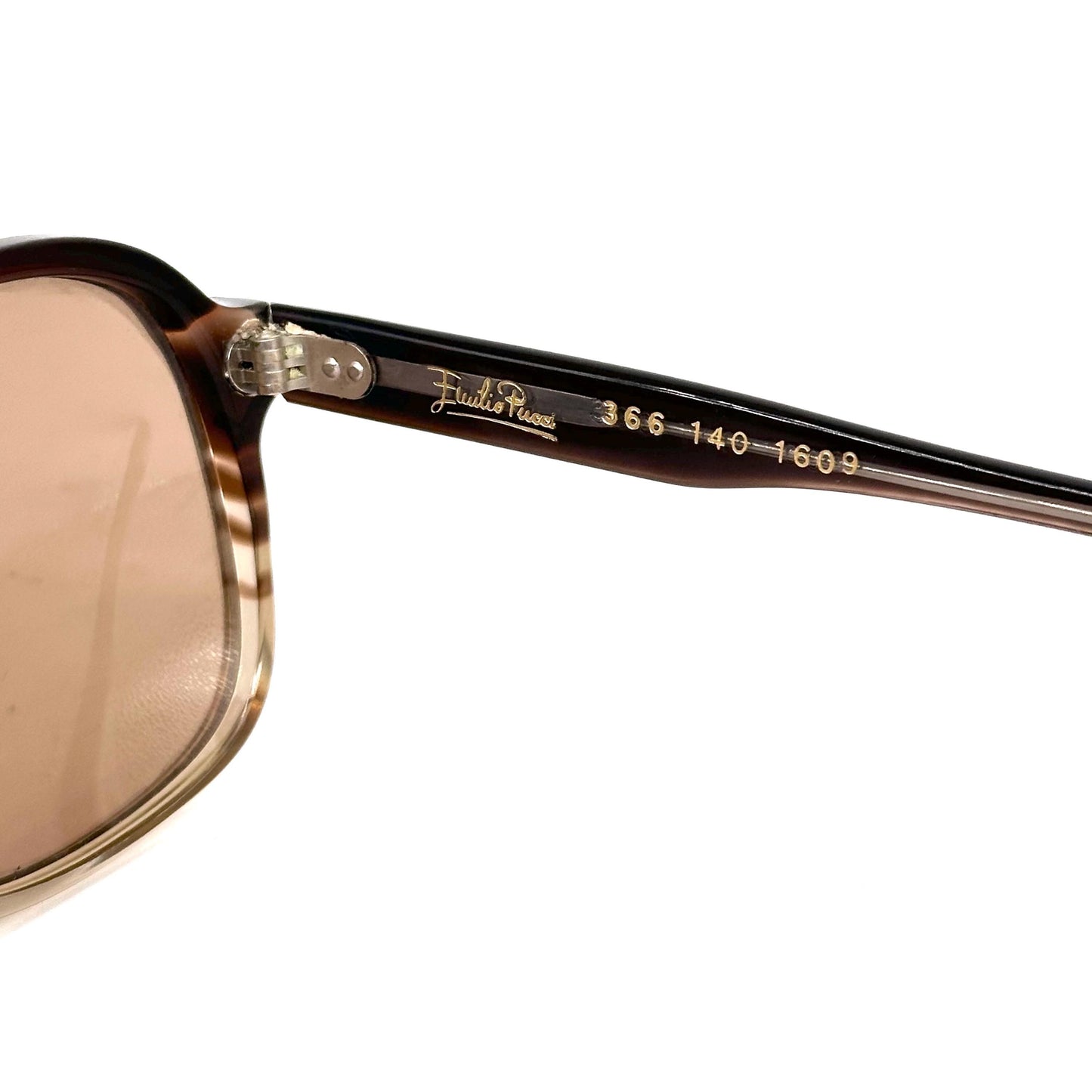 Emilio Pucci 366 140 brown striped shade clear frame sunglasses 80s NoS Made in France