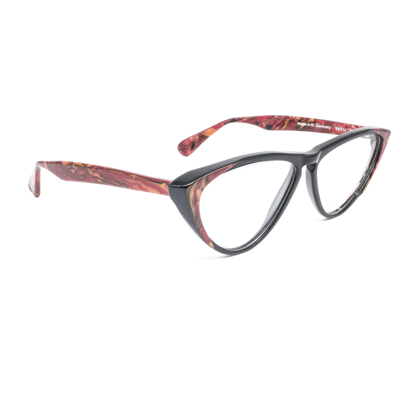 Cateye Brendel 4011 eyeglasses in black/red acetate, 80s NOS Germany