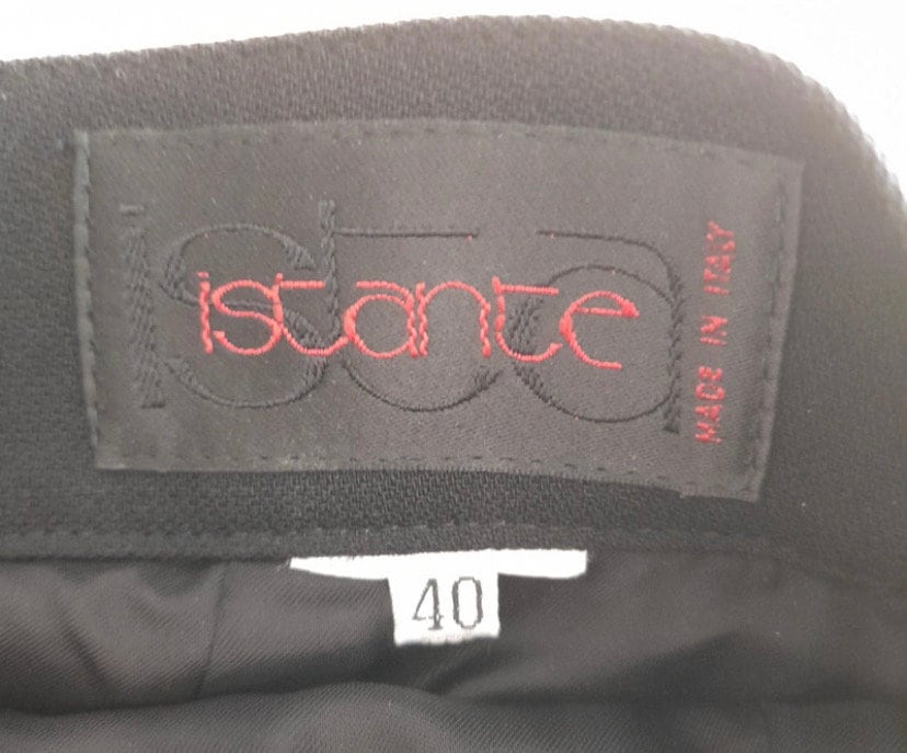 Istante by Versace 90s cady wool skirt w suede fringes on the front, sz 40 / S / 26-27 US