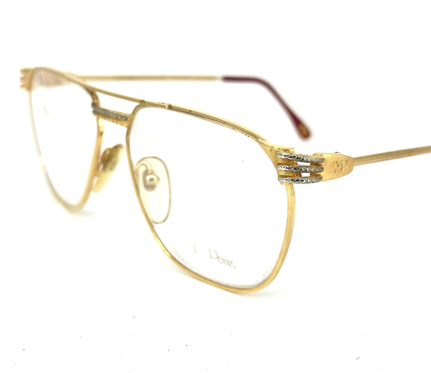 Anne Marie Perris AM10 23k gold luxury aviator eyeglasses / Sunglasses frames hand made in Italy, 80s NOS