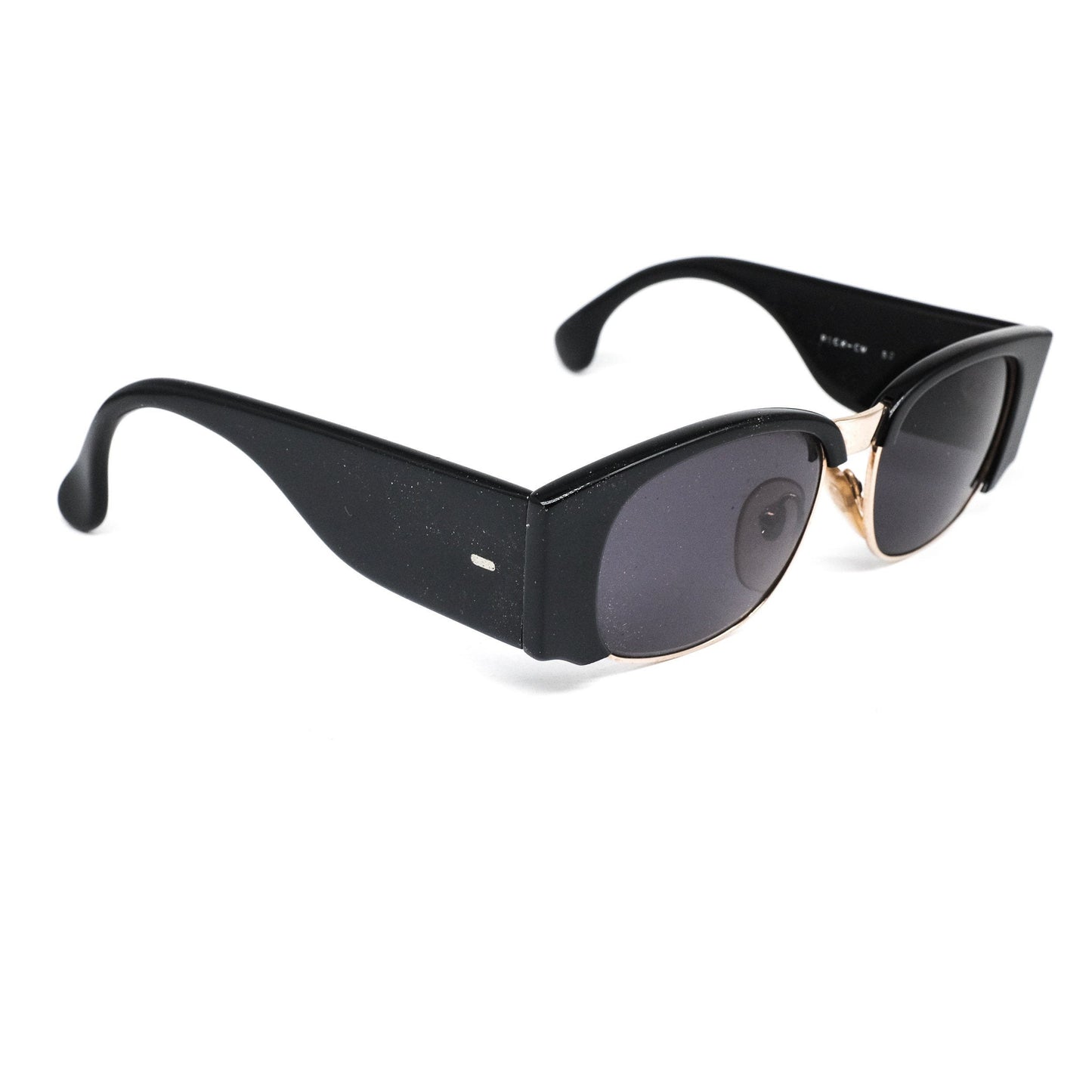 DONNA Rock-cm black cello oval eyeglasses frames with wide temples design, 80s NOS made in Italy