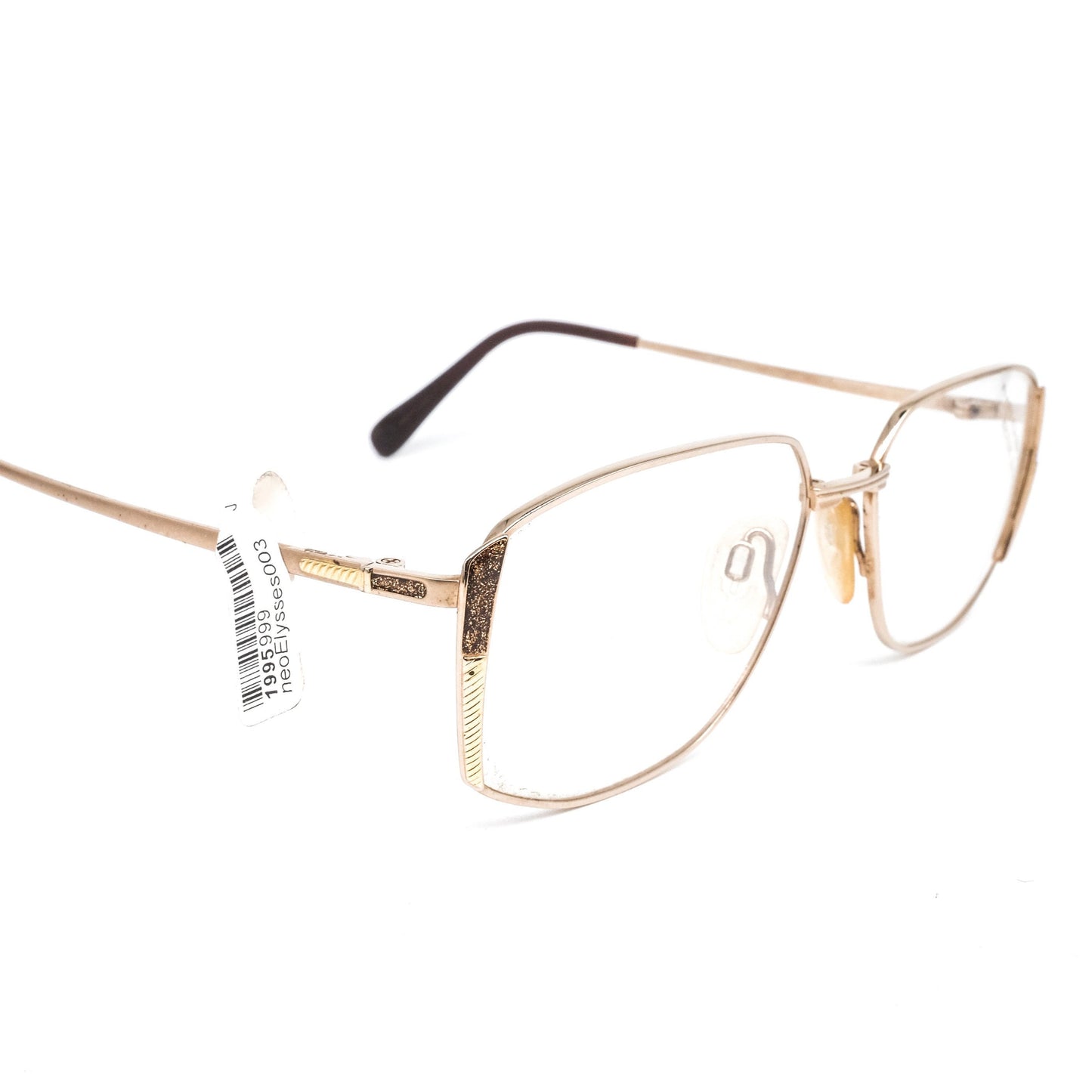 Neostyle 003 335 square golden geeky eyeglasses frames, 1980s NOS France