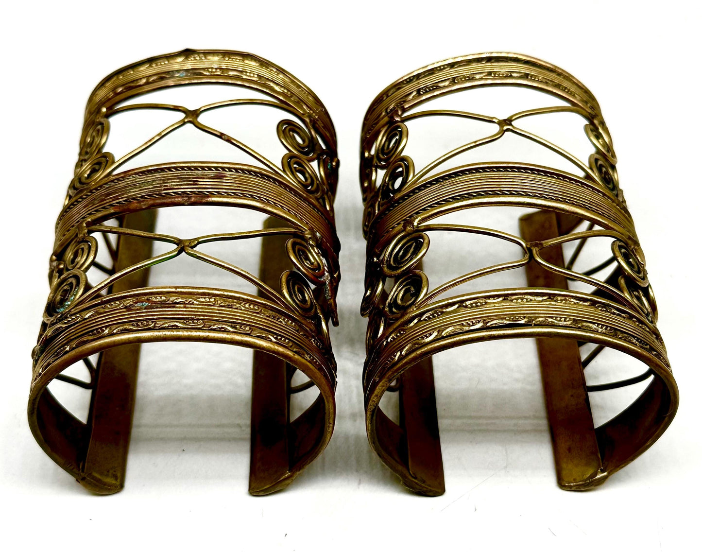 Indian traditional brass cable bangles, adjustable size, pair or single