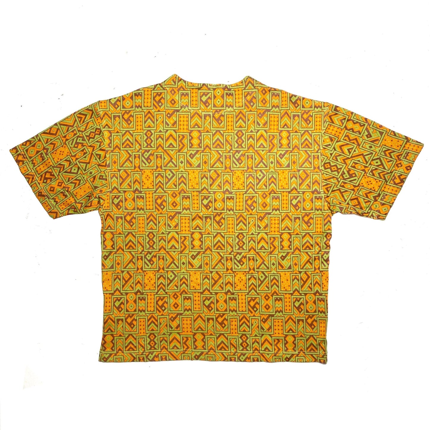 Amaranto funky 70s style geometrical allover t-shirt, finest jacquard knit cotton, Italy 80s NOS