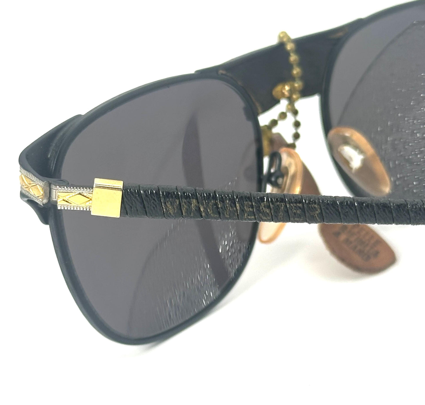 Winchester ElDorado black-gold leather coated sunglasses hand made in Italy, NOS 90s