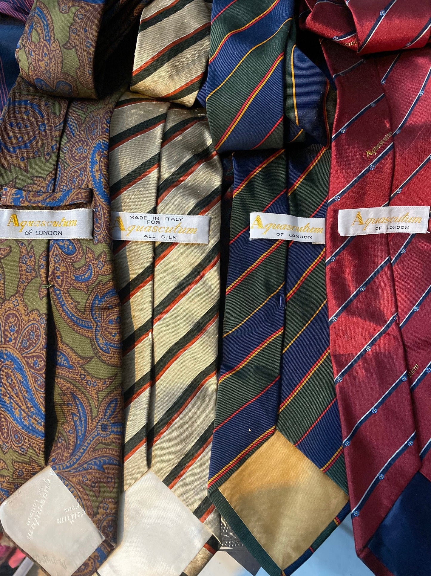 Aquascutum vintage pure silk ties regimental / paisley classic motifs, in mint condition