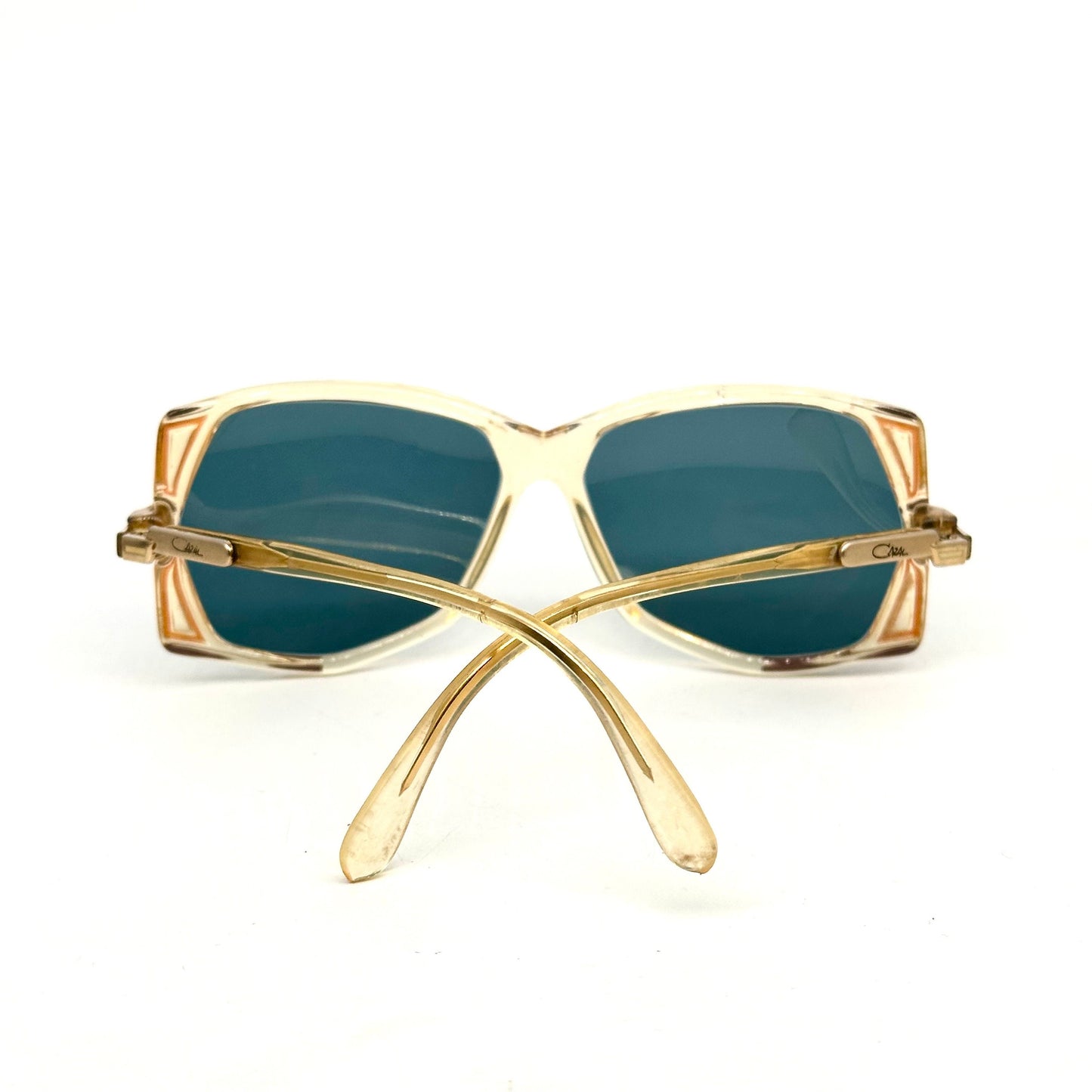 Cazal 172 clear oversized sunglasses w-colorful carved stripes & golden temples, new lenses: great piece!