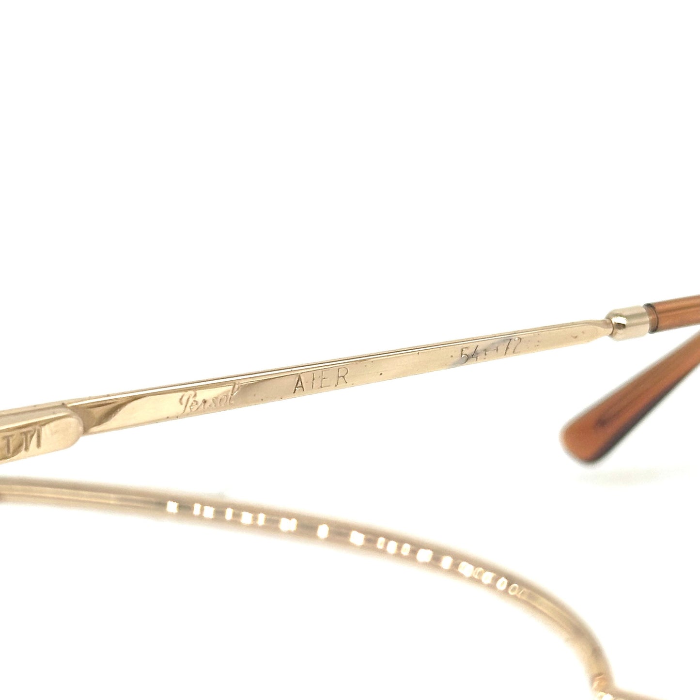 Persol Ratti Aier square gold plated metal eyeglasses frames hand made in Italy, 80s NOS