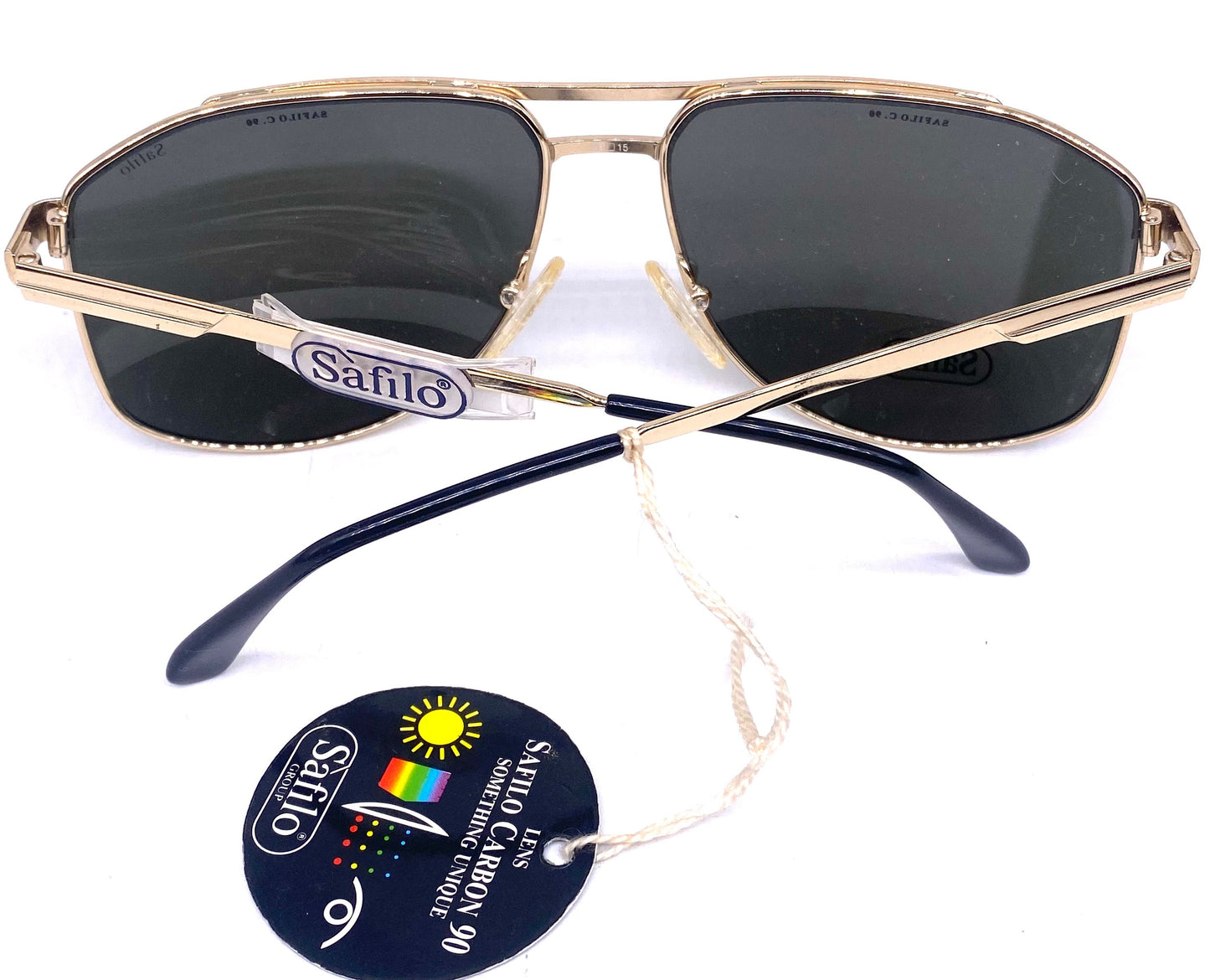 Safilo 7526 Sporting dbl bridge golden metal aviator sunglasses made in Italy, 1980s NOS
