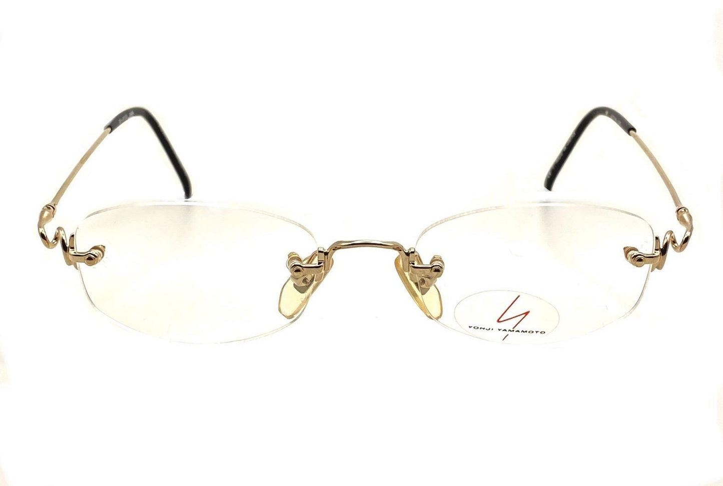 Yohji yamamoto 51-8102 avant garde gold plated rimless glasses frames made in Japan, 90s NOS mint