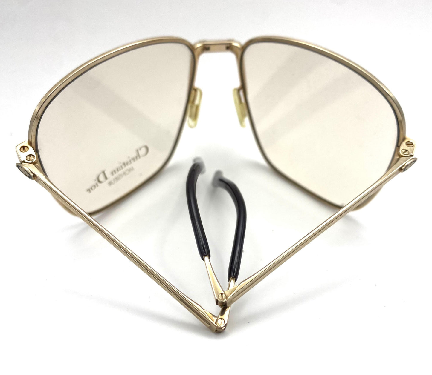 Dior Monsieur 2287 folding square gold glasses frames made in Austria in the 80s, NOS mint