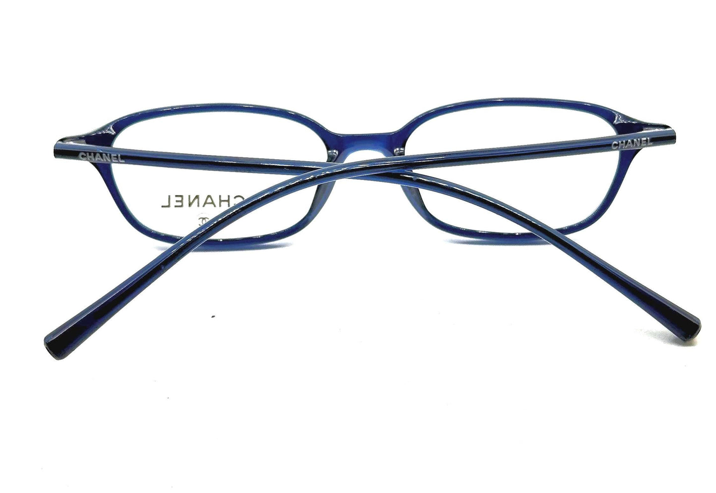 Chanel 3002 minimalist deep blue rectangular eyeglasses frames made in Italy, NOS 90s