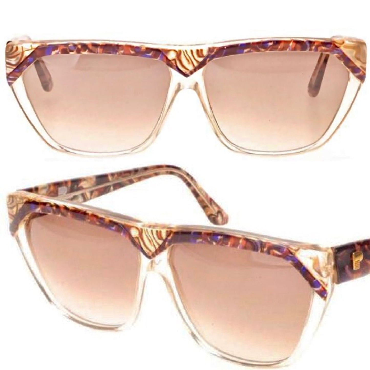 Premier oversized square sunglasses with an incredible shell alike mother pearl texture, NOS 80s France
