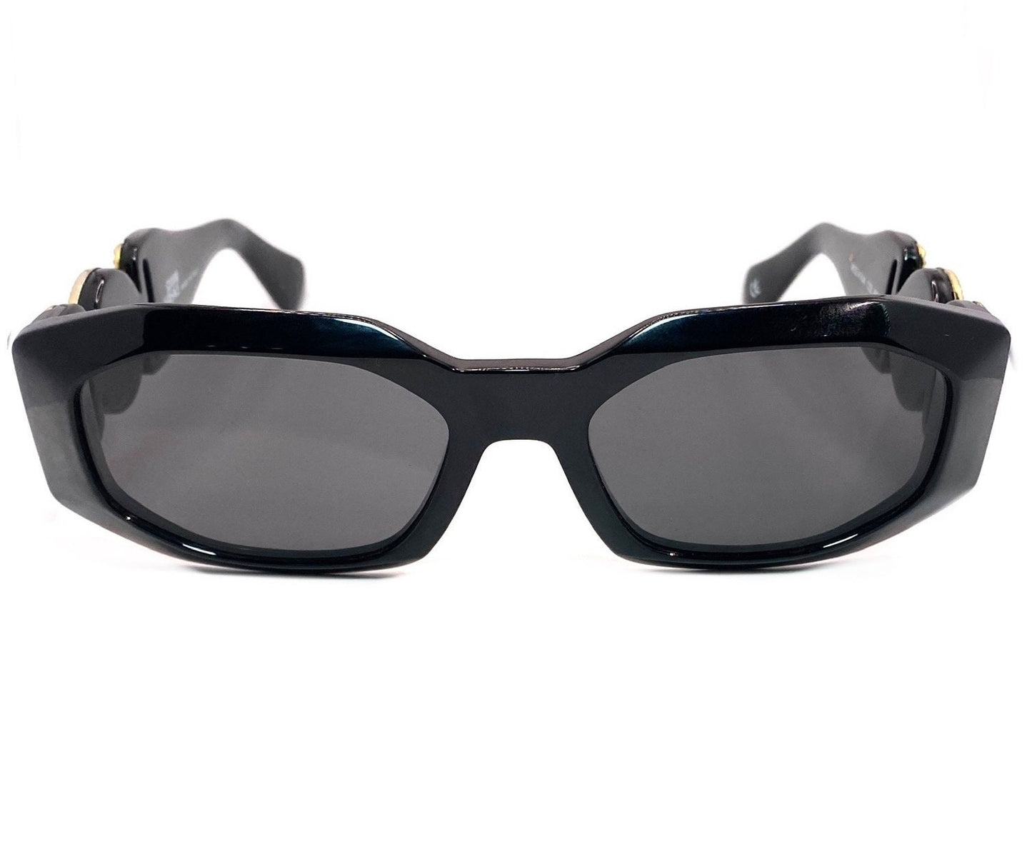 Gianni Versace 414-A the original Biggie sunglasses, black w/ golden medusa details, NOS 90s