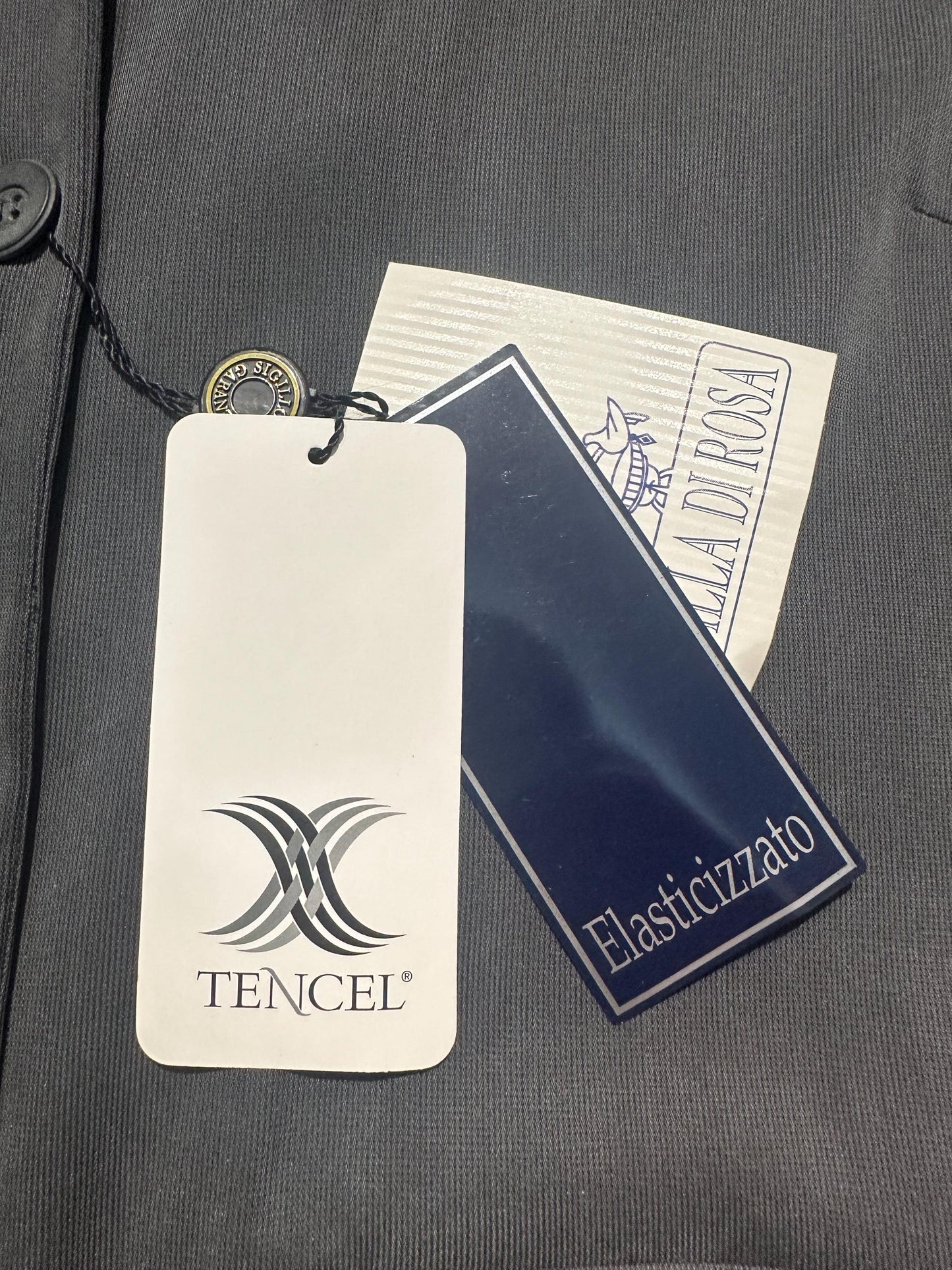 Grey softest Tencel satin feel grey blazer made in Italy by Villa di Rosa, NoS 80s sz 46