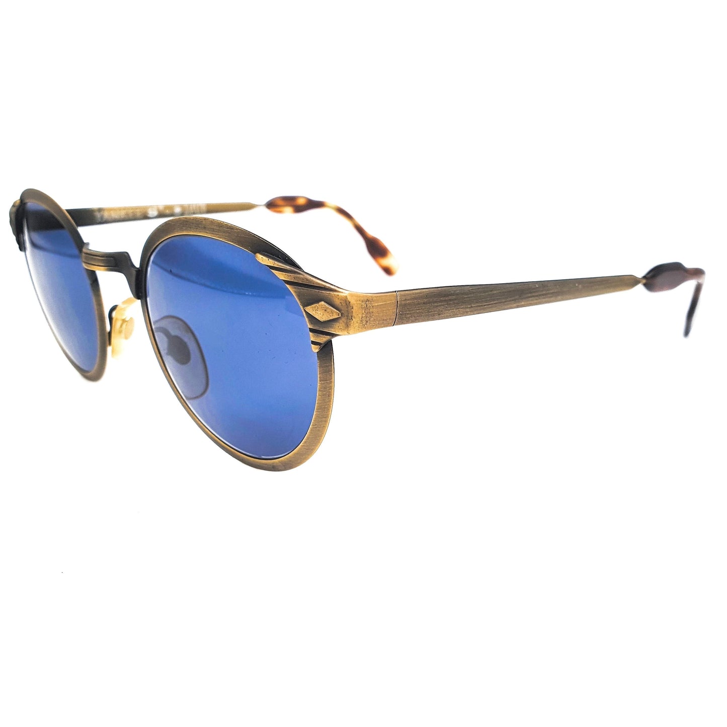 Yankee's by zagato round antique brushed brass sunglasses, 90s NOS
