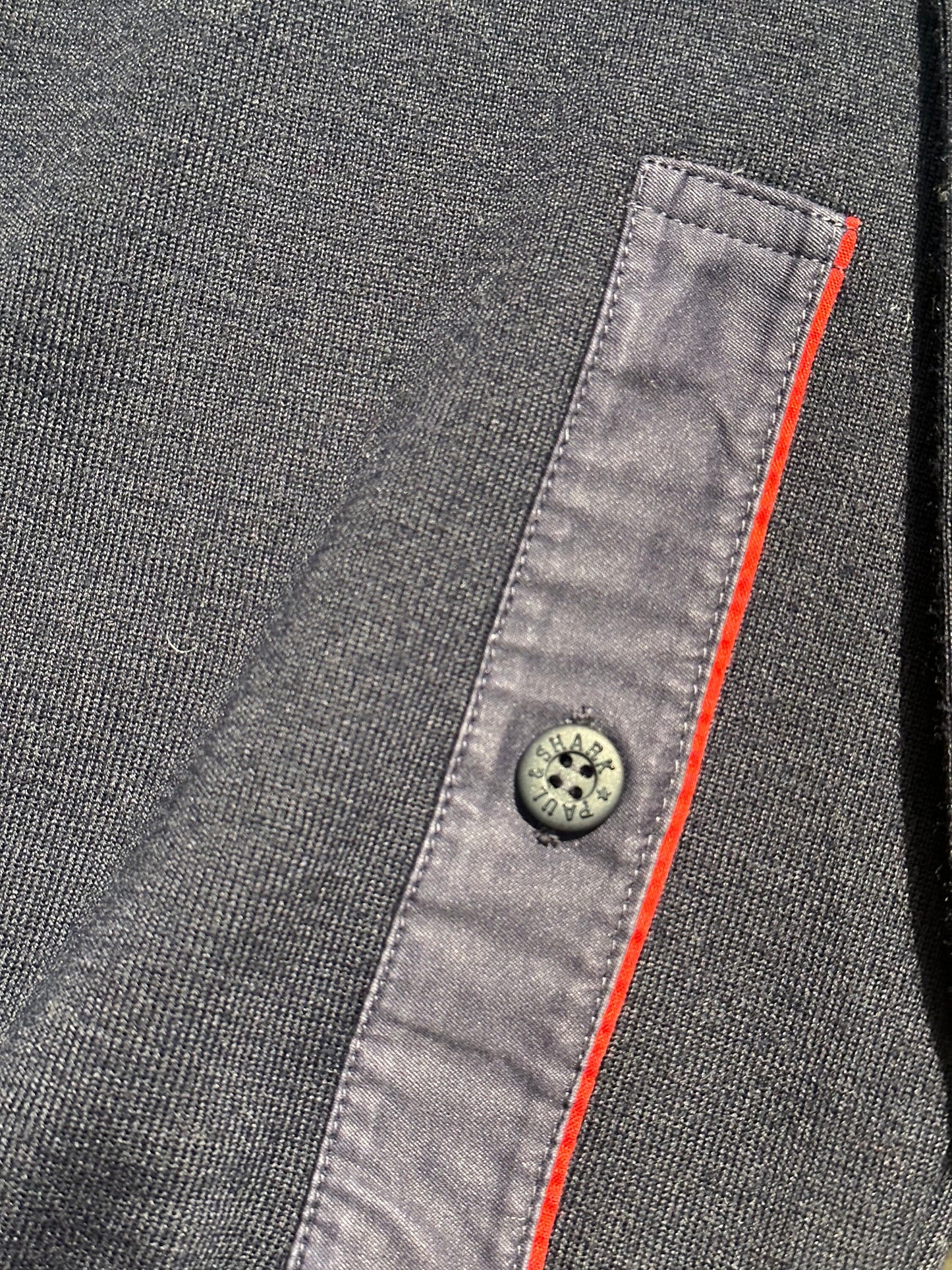 Paul&Shark iconic plain knit navy woolen jumper w logo and stars embroidery, as new, sz M