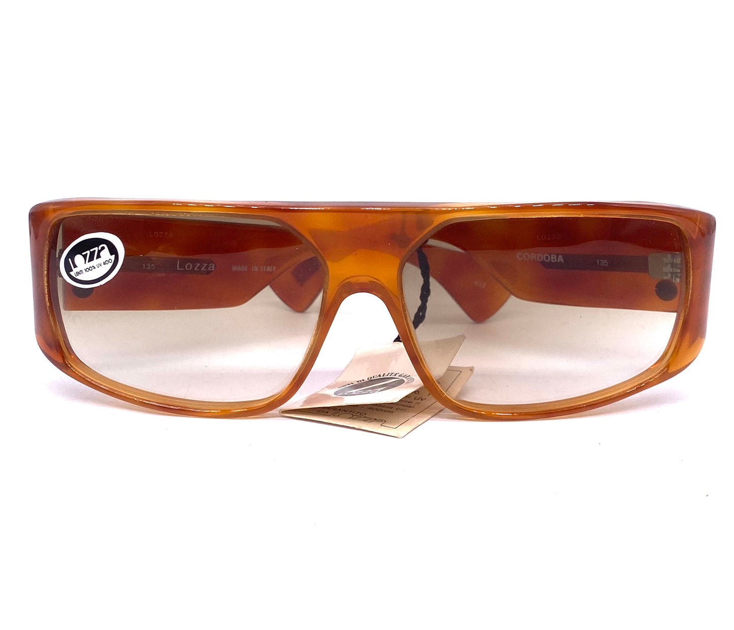 Lozza Cordoba wrap sunglasses with flat browline, in a thick Demi blonde cello, NoS 70s