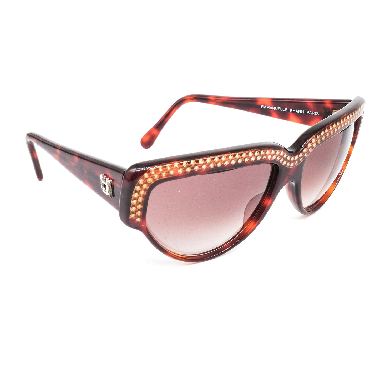 Emmanuelle Khanh 14801 vintage artistic cateye sunglasses in brown cellulose acetate Made in France