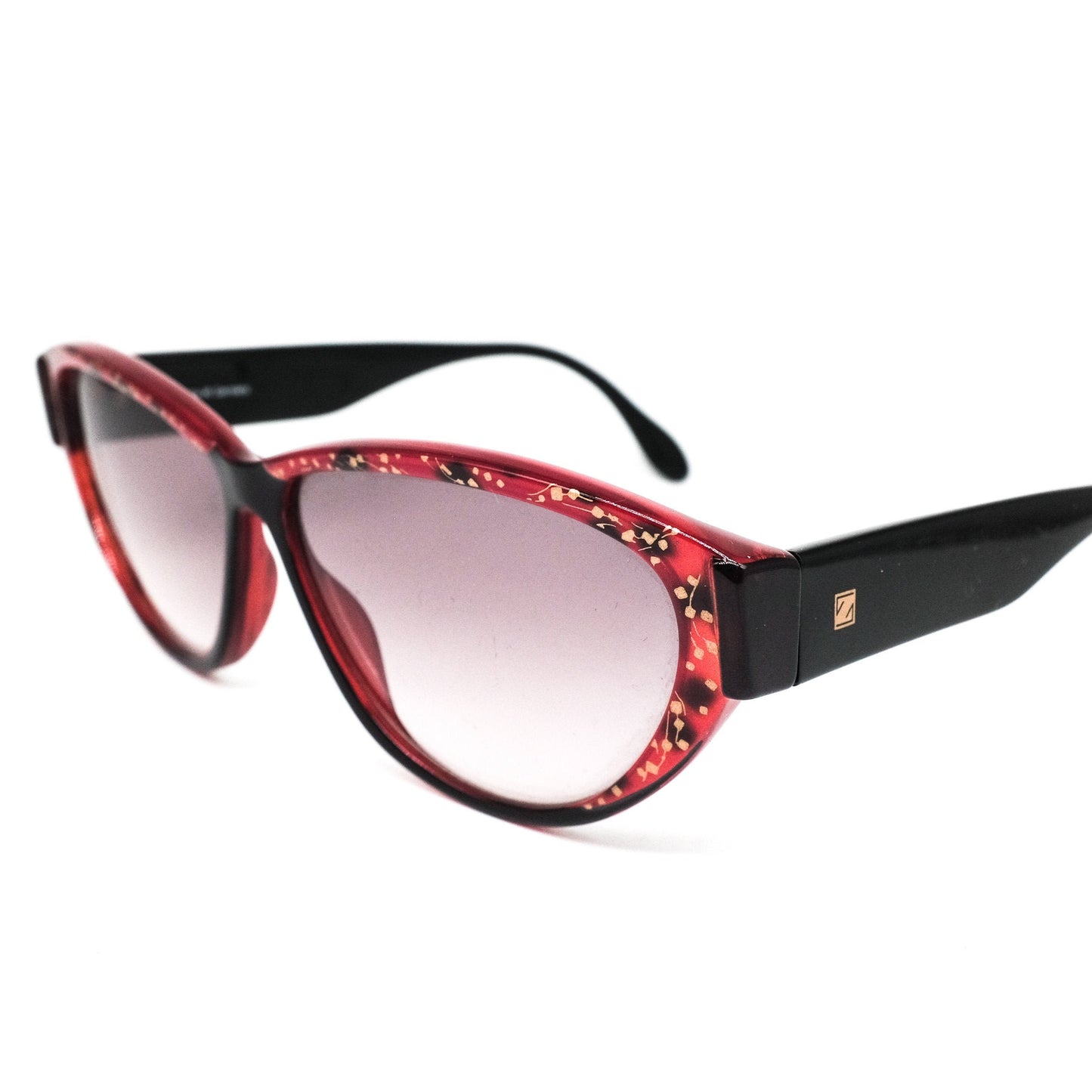 Carl Zeiss red and black cateye sunglasses w zeiss degrade lenses, NOS 1990s Germany