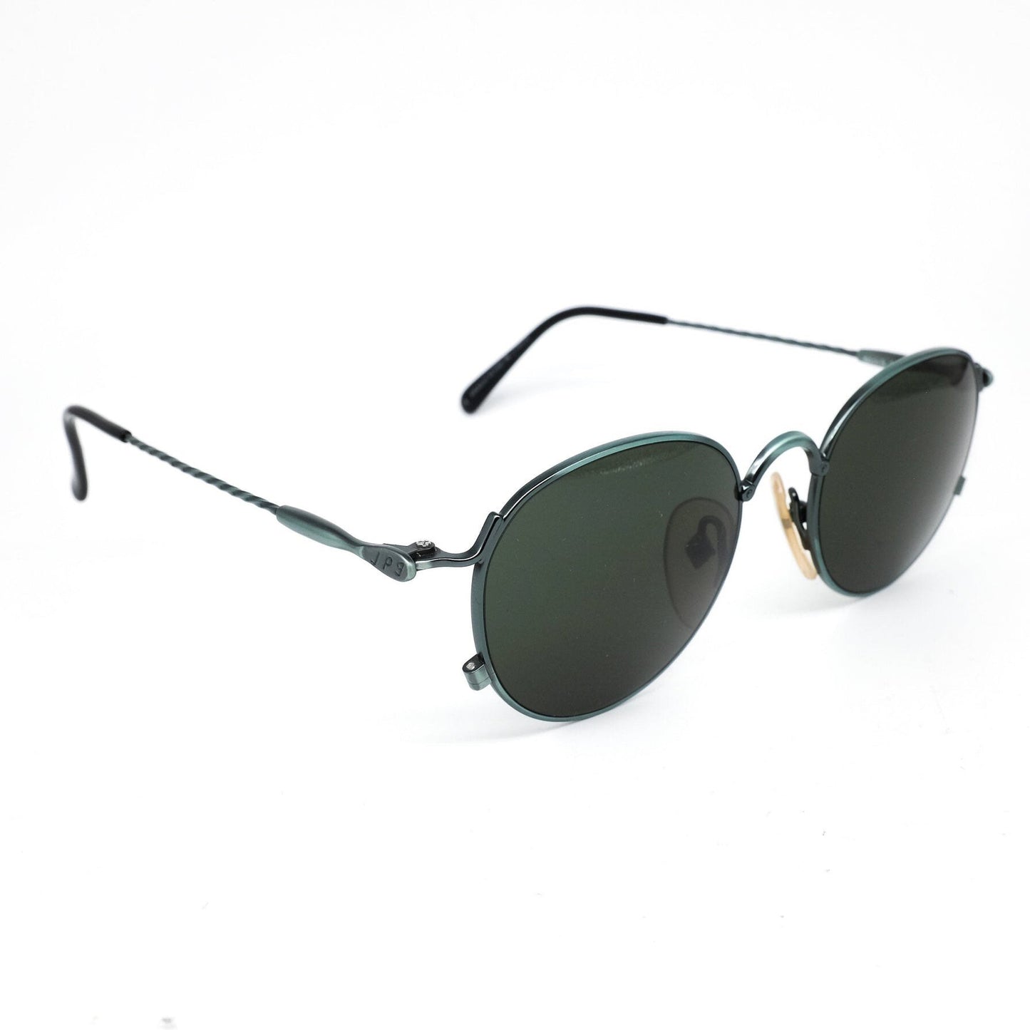 Jean Paul Gaultier 55-2172 green metal round steampunk sunglasses, 90s NOS japan