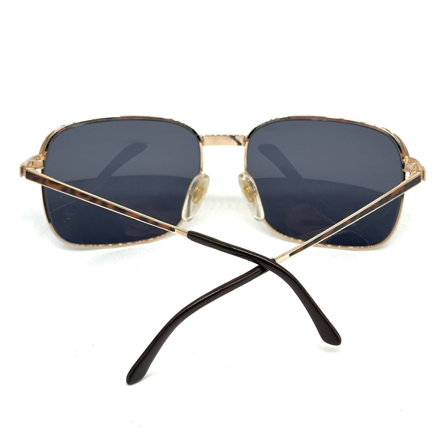 Dunhill 6087 elegant squarer golden metal sunglasses w tortoise enameled details, NOS 80s