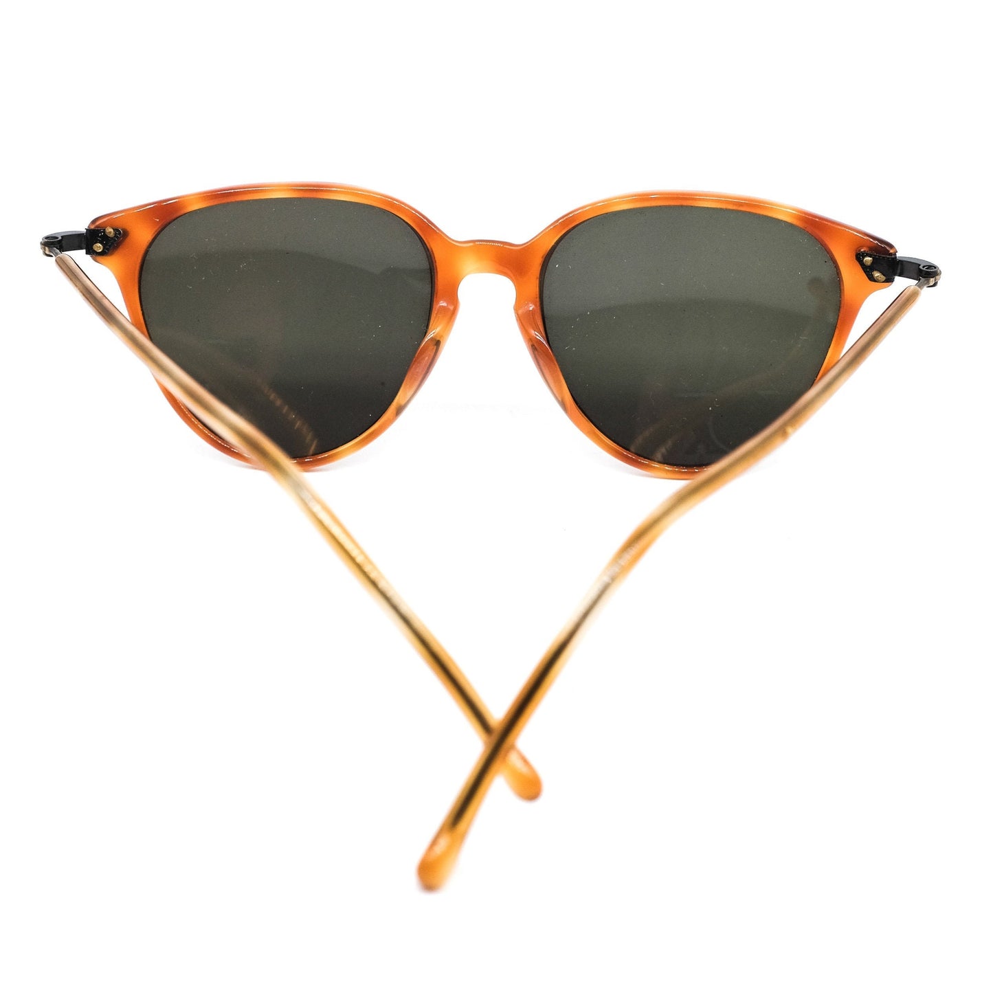 Tortoise celluloid keyhole sunglasses w beautiful retro design hand made in Italy , 1980s NOS. with 2 lenses colour options.