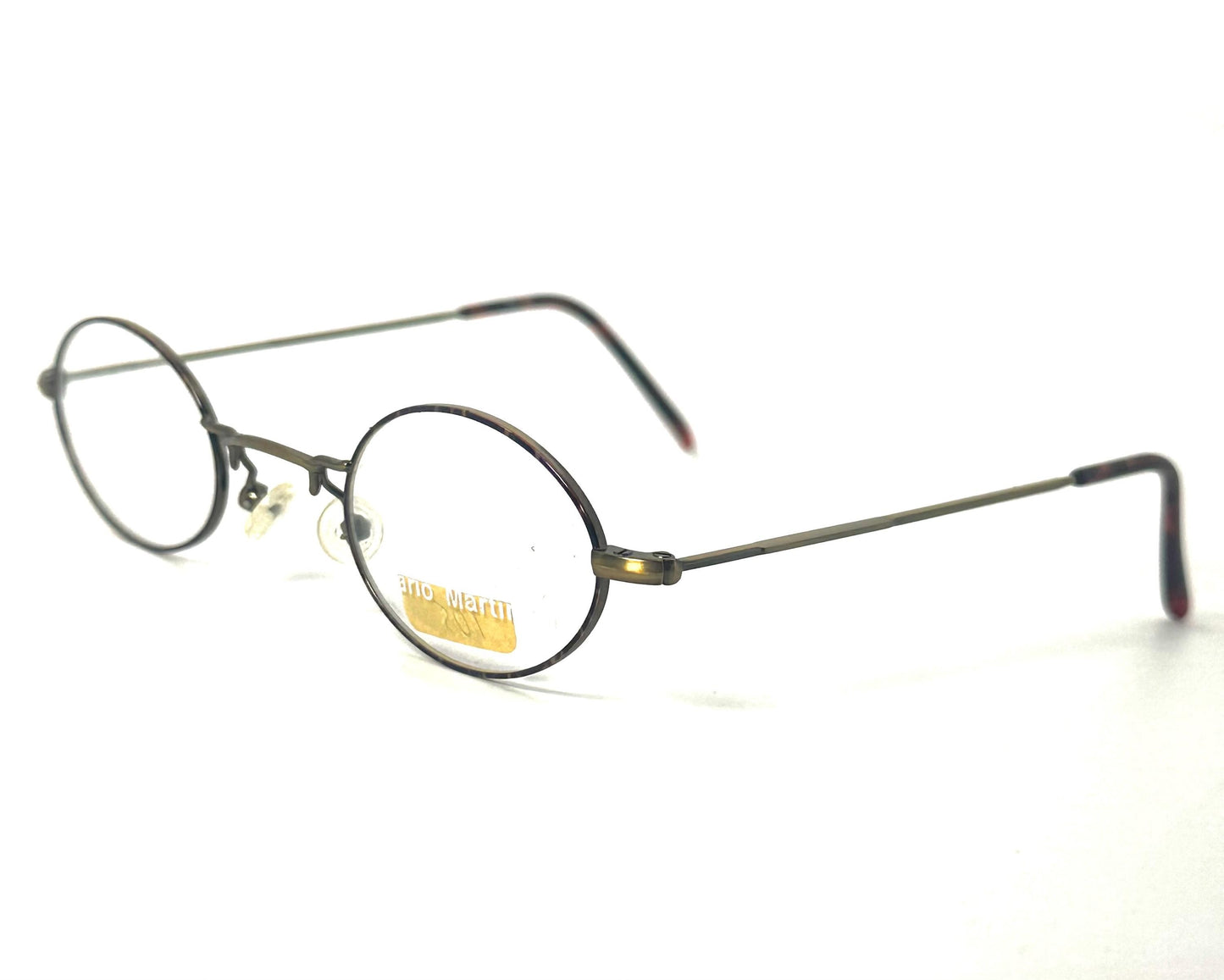 M.Martinelli antique brass retro-Victorian style small oval frames w tortoise enamel details, NOS 80s