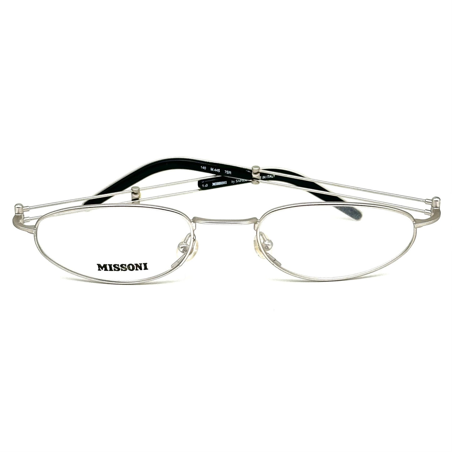 Missoni M445 silver eyeglasses sleek metal flat oval frames made in Italy 80sNOs