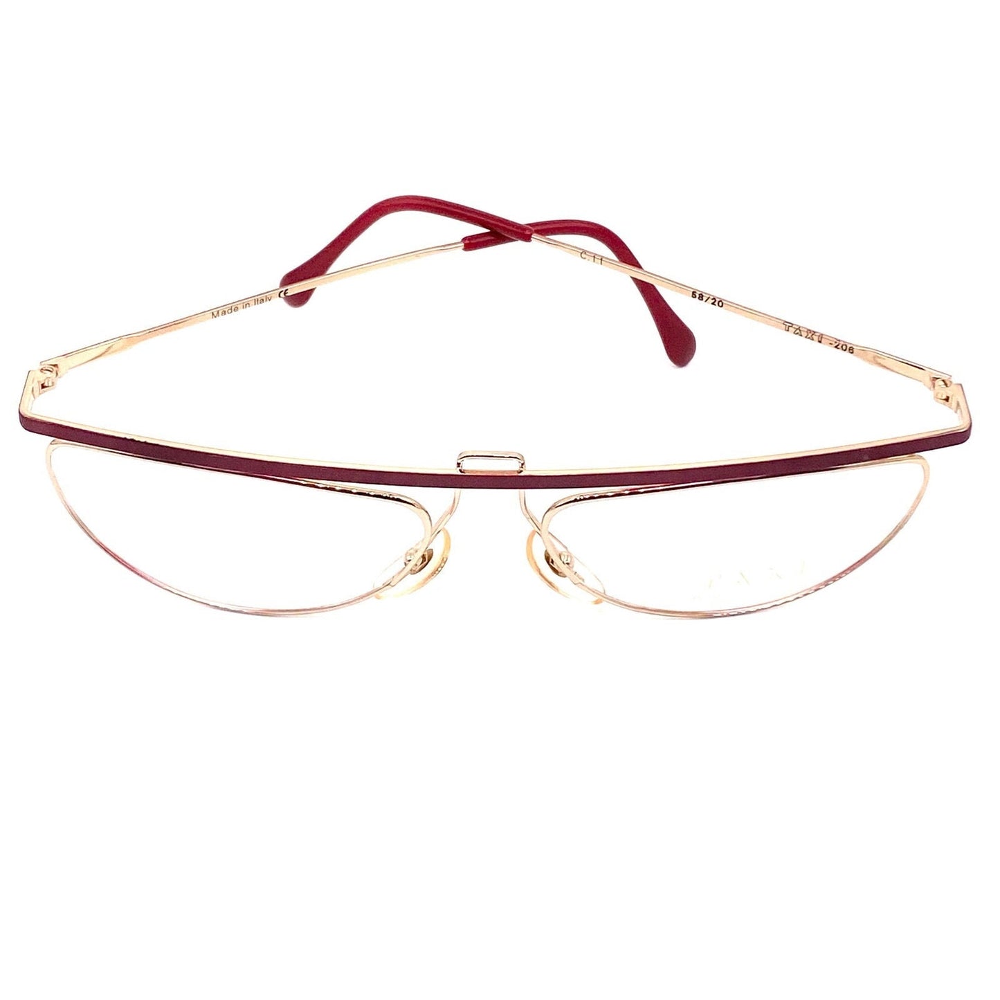 Taxi by casanova modernist flat top red/gold eyeglasses frames,1980s nos