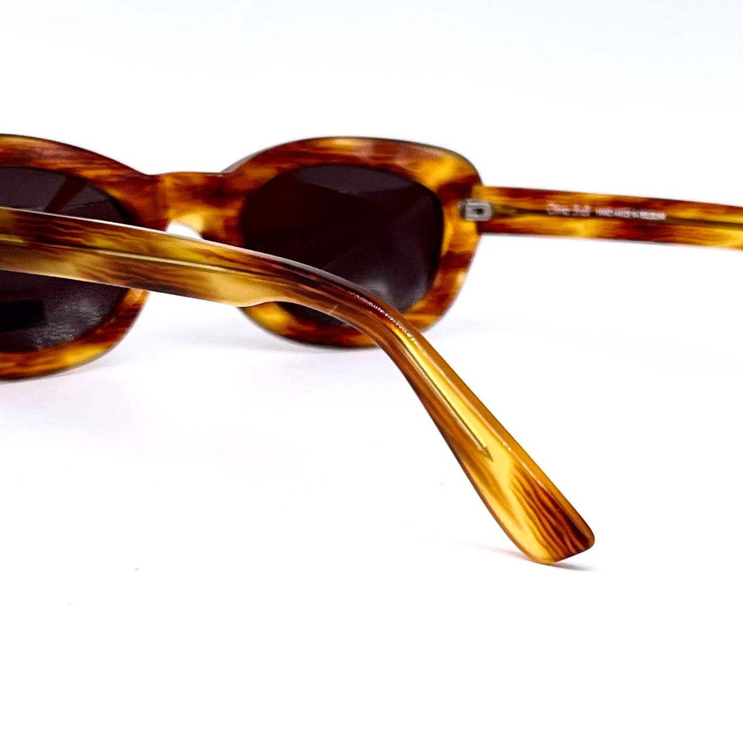 Olivier Streli gorgeous brown striped acetate oval - cateye sunglasses, NOS 80s