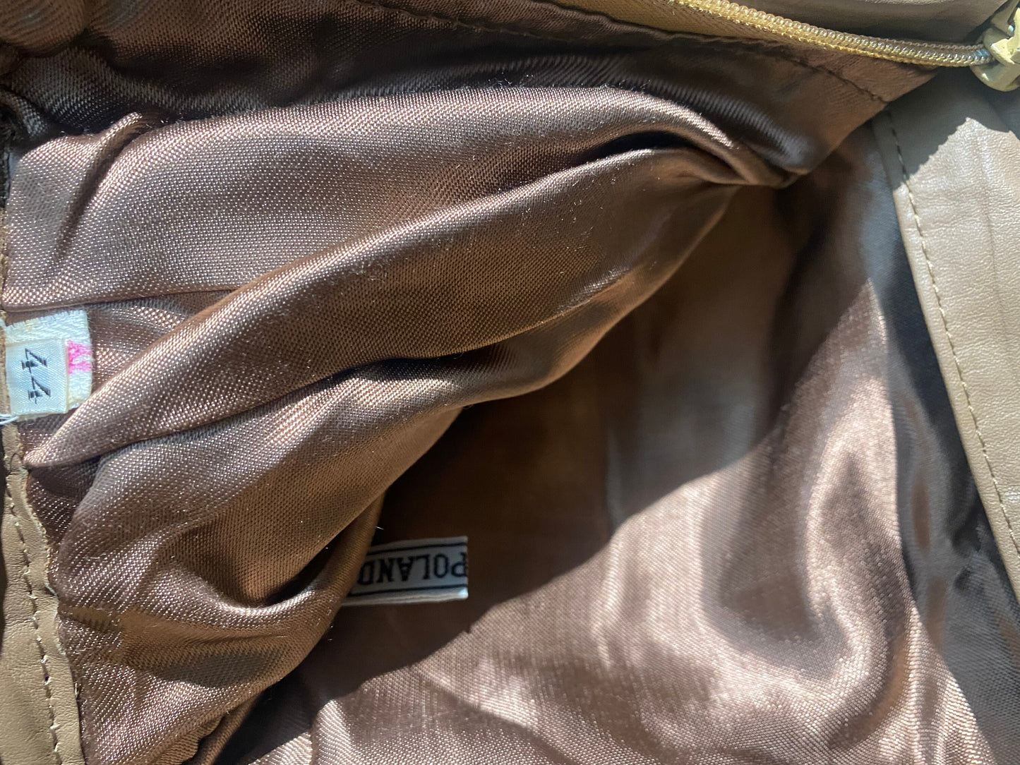 Tan light brown leather trousers, classy straight cut pants made in Italy by Landucci BNWT mint