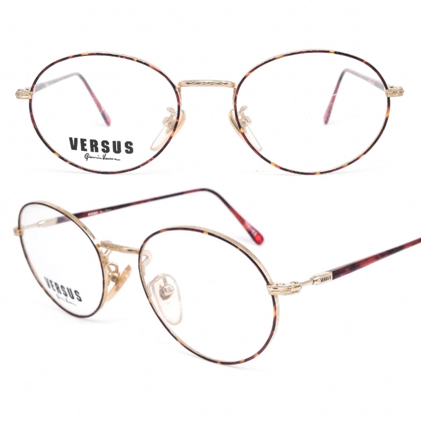 Versus Versace frames for retro geek glasses oval silver/turtle, 90s NOS