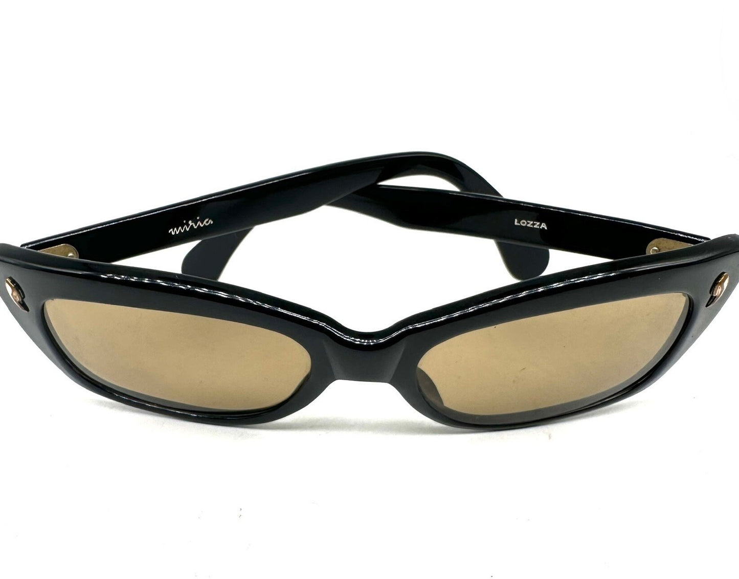 Lozza Miria 1950s black cateye pin-up sunglasses hand made in Italy, in mint condition.